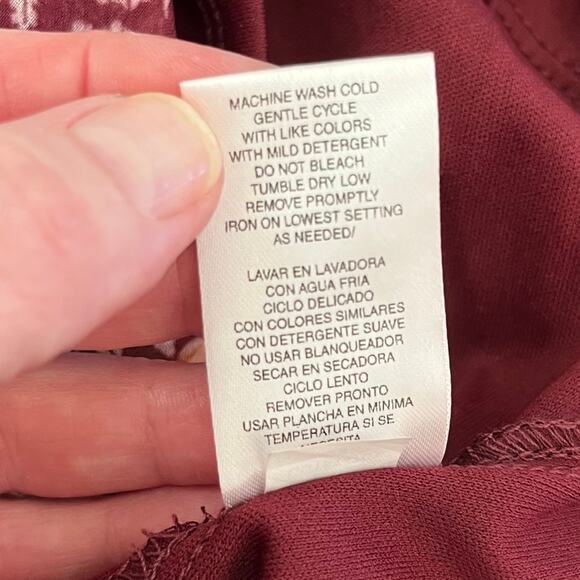 Sandra Darren Burgundy Floral Balloon Sleeve V-Neck Babydoll Mini Dress 6 NWT - Picture 13 of 15